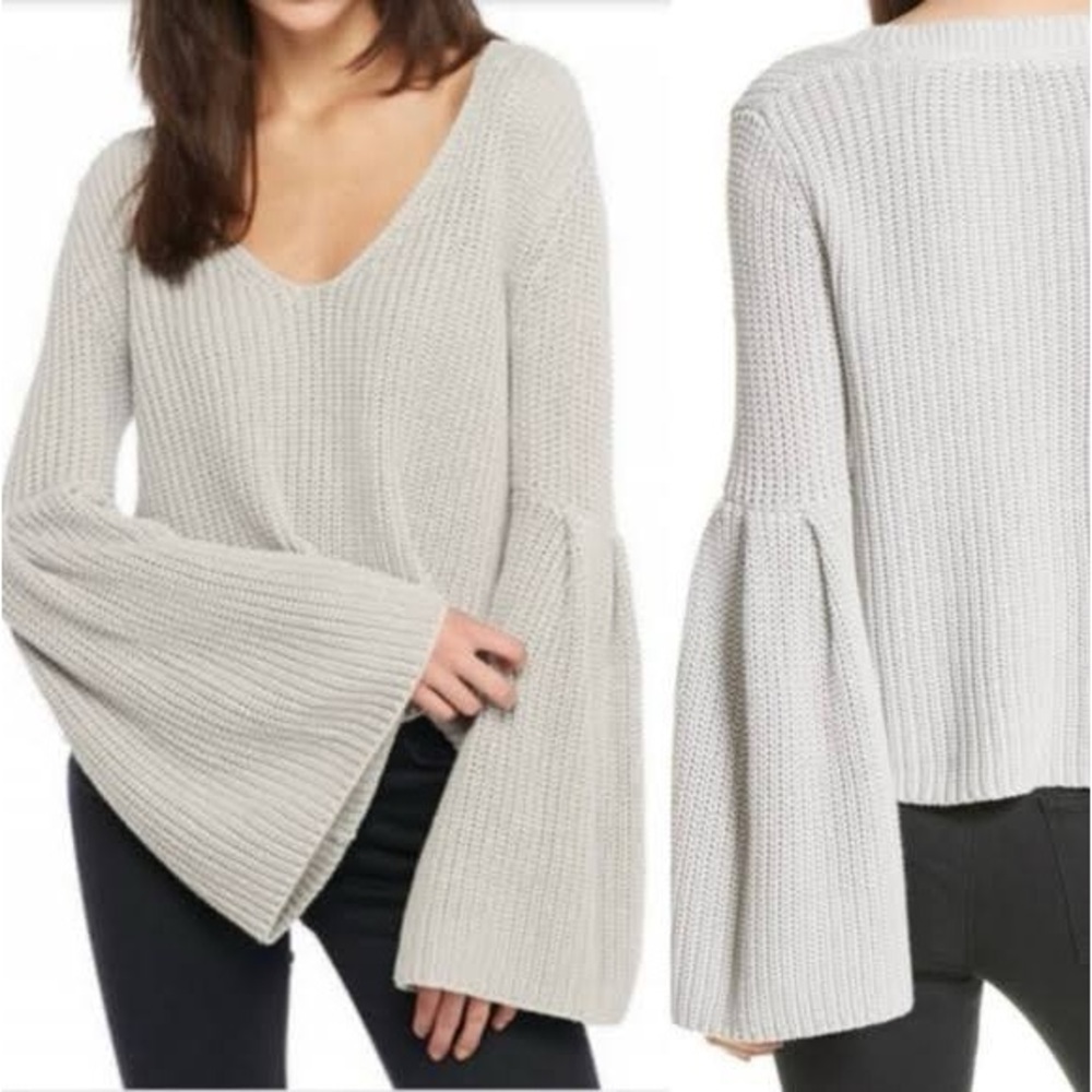 Free People Damsel Bell Sleeve Sweater Gray